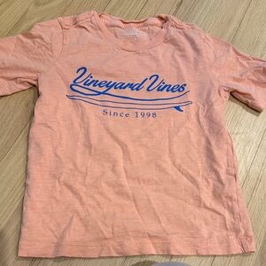 Vineyard Vines Kids Peach Tee with Blue Logo